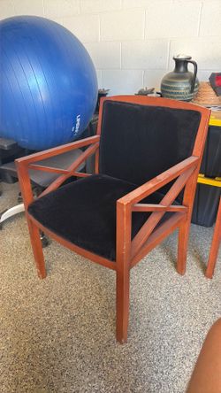 4 mohair and wood dining chairs