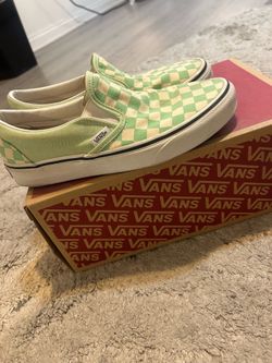 Light green checkered Vans