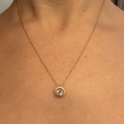 Beautiful Rose Gold Plated Morganite Halo Pendant Necklace