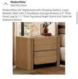 ModernMate Wood Nightstand with 2 Drawers