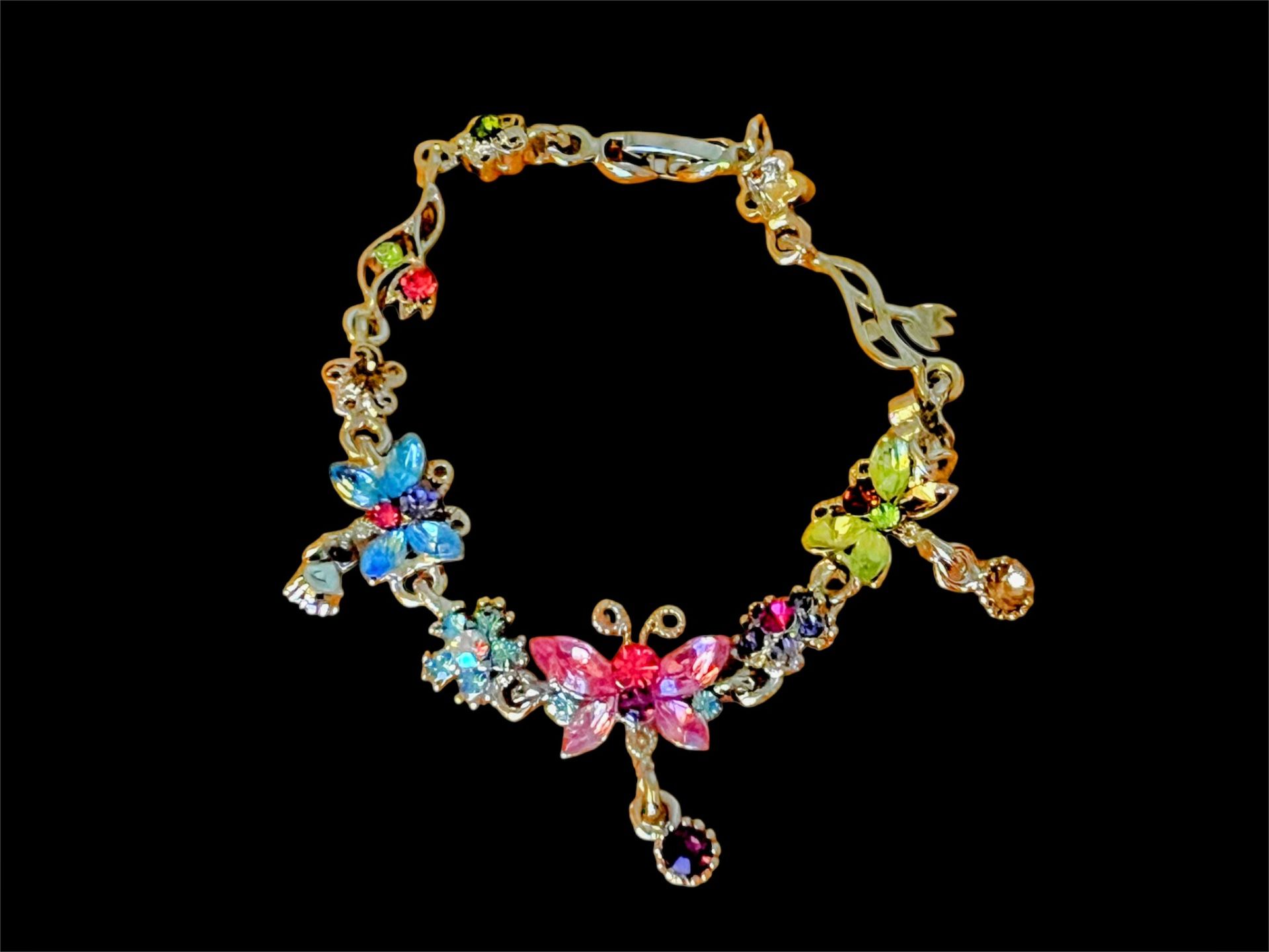 Gemstone butterfly bracelet 7” long
