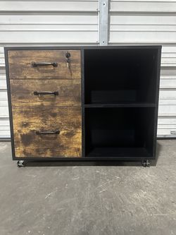 Rolling File Cabinet on with 3 Drawers and 2 Shelves