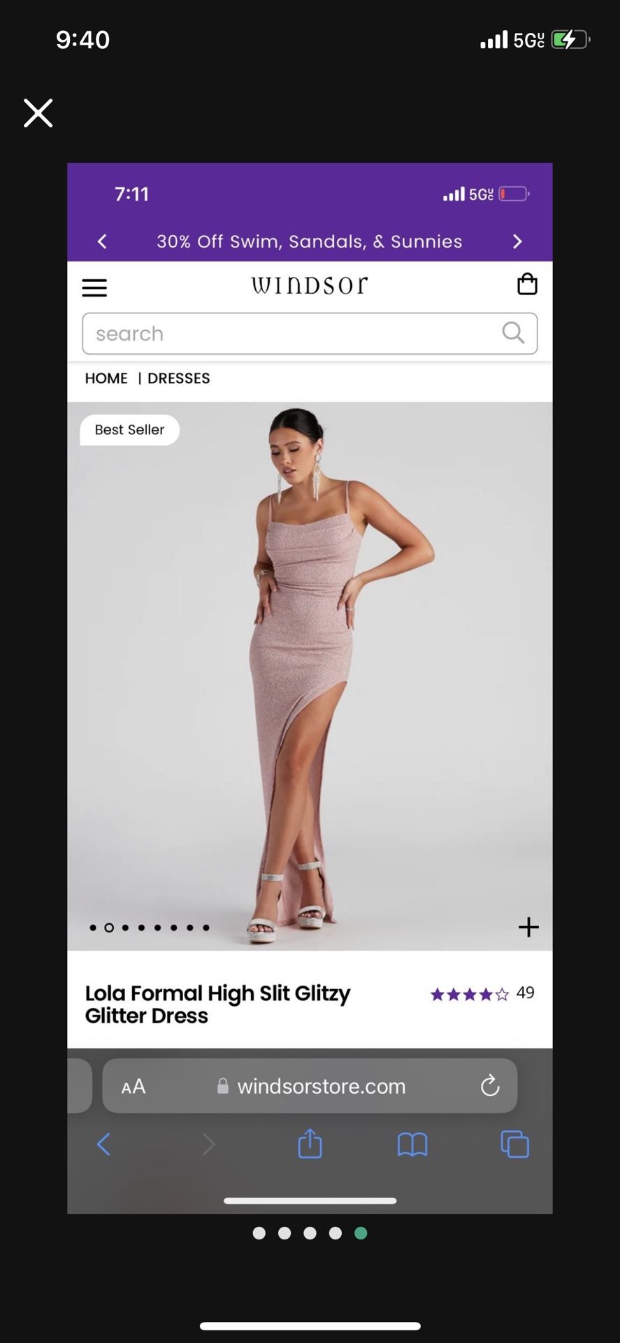 Lola Formal High Slit Glitzy Glitter Dress