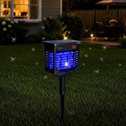 New In Box Solar Powered Or Indoor Plug-in Mosquito Insect Killer Zapper Waterproof Repeller 