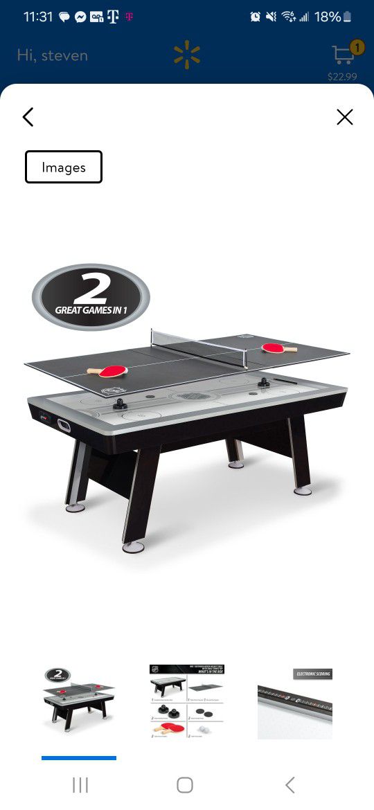 NHL 80” Power Play 2-in-1 Air Hockey Table with Table Tennis Top New
