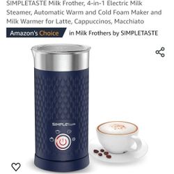 SIMPLETASTE Milk Frother, 4-in-1 Electric Milk Steamer, Automatic Warm and Cold Foam Maker and Milk Warmer for Latte, Cappuccinos, Macchiato

