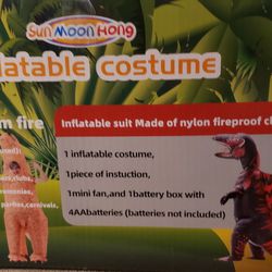 Inflatable Dinosaur Costume for Adults Ride on Dino Costume Blow Up Trex Costume Orange Costume for Halloween Party

