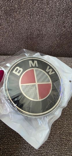 BMW Red black 74 or 82mm hood or trunk badge emblem see all pics sold separately SHIPPING AVAILABLE