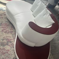 3 White Leather Sofas