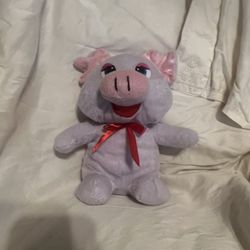 PIG PLUSHY 9” Pink With Red Bow