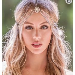 Xerling Clear Rhinestones Head Chain Crystal Headpiece for Women Girls Layered Chain Headband Bling Hair Accessories for Wedding Bridal Festival Costu