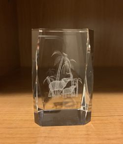 Glass 3D Laser Elephant Paperweight