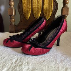 Red Satin Heels