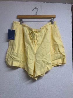 Women’s Gap Brand Linen Pull-On Soft Pastel/Butter Yellow Waistband Shorts Size XL