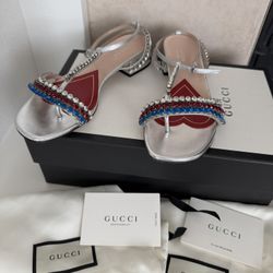 Gucci Bertie Crystal sandals 37.5. US Fits Like 7.5/8. New 