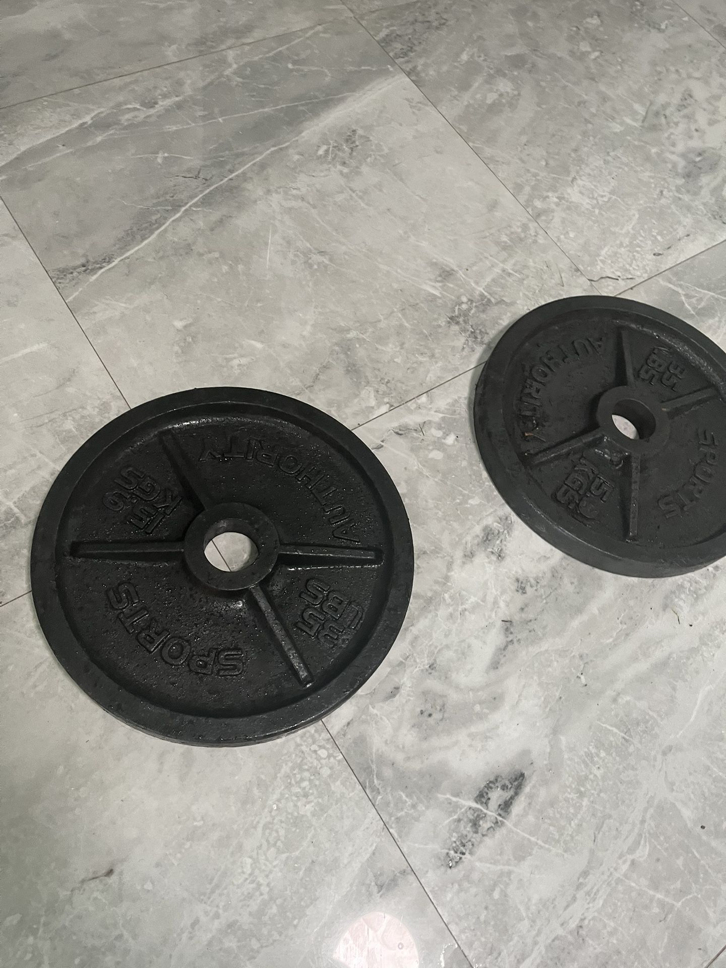 Pair Of 35lb Olympic Weights Plates Total 70lb