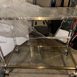 Clear And Brass Wisteria Bar Cart 