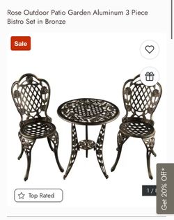 Aluminum Patio Set with 2 chairs, table and bench