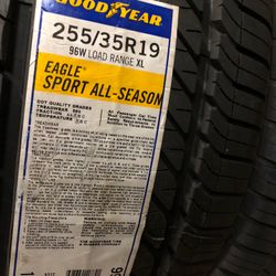 Brand New Tires (1) Goodyear Eagle Sport A/S (255/35R19XL) (Single) ($125)