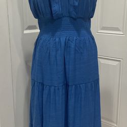 NWT Kings Road Rayon/Polyester Maxi Lined Raffled Fitted Dress, Size XL