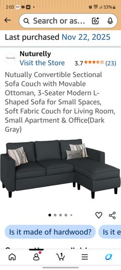 Small Gray sofa  lounge Coach L shape.