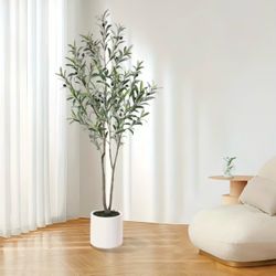 Brand new 5FT artificial olive tree in white pot