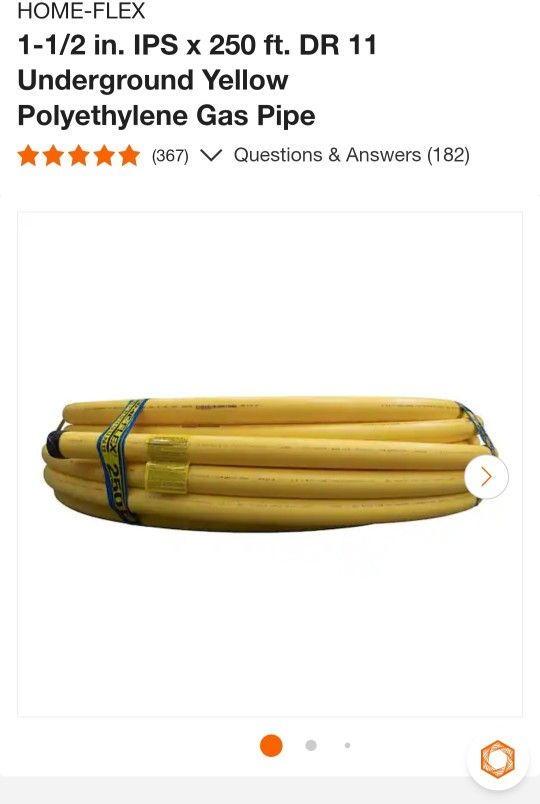 HOME-FLEX
1-1/2 in. IPS x 250 ft. DR 11 Underground Yellow Polyethylene Gas Pipe