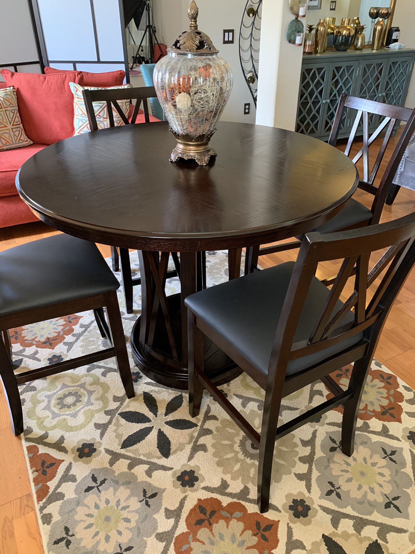 High top round dining table and chairs