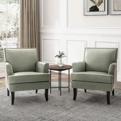 Set Of 2 Sage Green Nileus Accent Chairs….NEW!!!