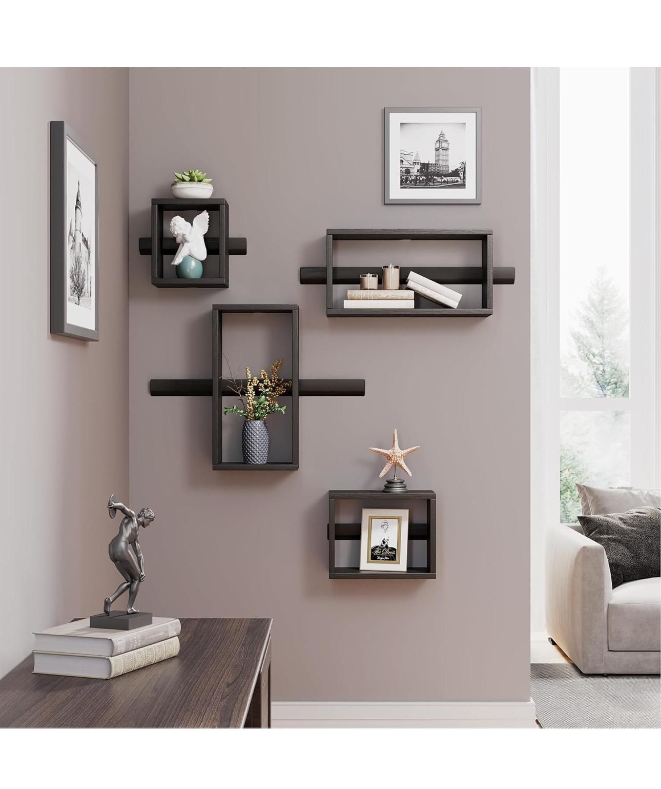 Set of 4 Modern Wall-Mounted Floating Shelves – Brand New in Box