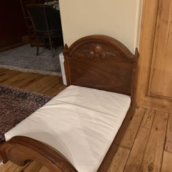 Baby Bed - Handcarved Oak Bed For Baby Or Small Dog 