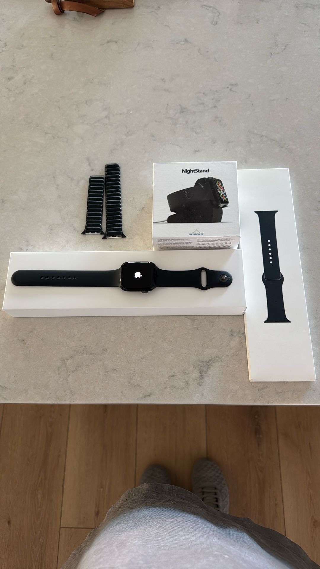 Apple Watch Series 7 (GPS, 45mm) Midnight Aluminum Case with Midnight Sport Band (and Extras!)