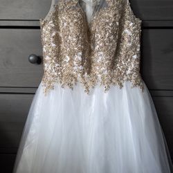 White/Gold mini dress