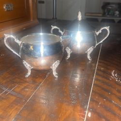 Silverplate Cream And Sugar Dishes