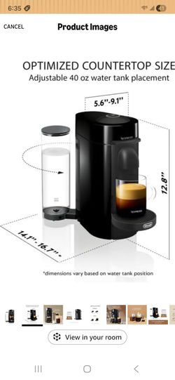 Nespresso Vertuo Plus Coffee and Espresso Maker By De'Longhi, Ink Black