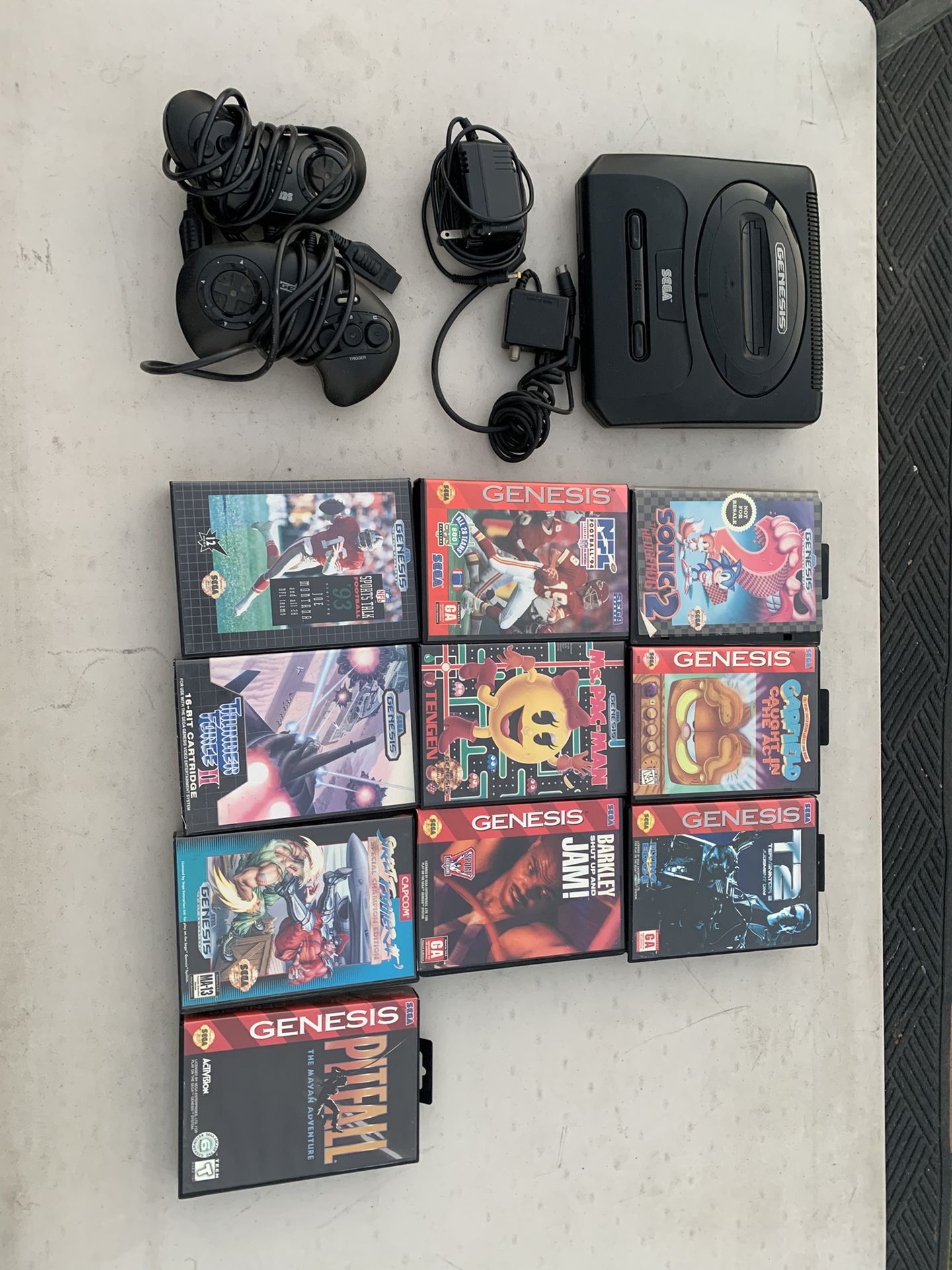 Sega Genesis console and games