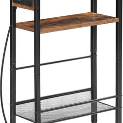 HOOBRO Small Narrow Side Table with Charging Station