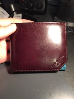 TED BAKER Mens Wallet, Brown & Turquoise Leather