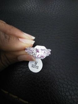 Sterling silver ring with pink stones