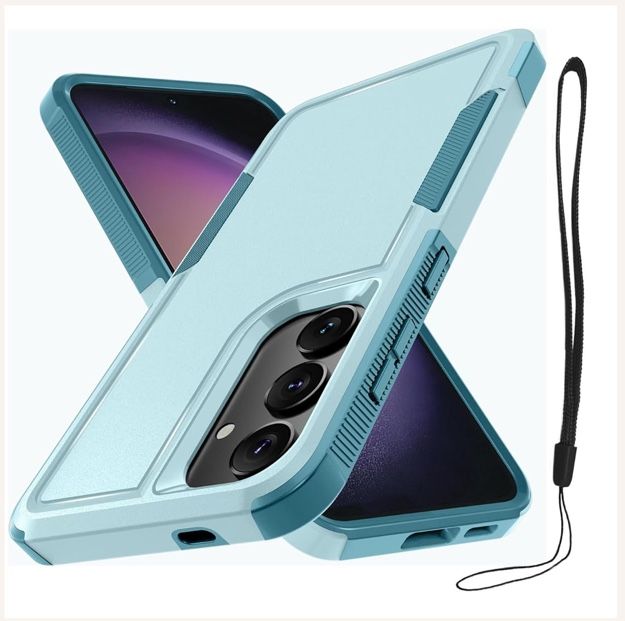Case for Samsung Galaxy S24/S25,Military Grade Heavy Duty Shockproof Phone Cover with Wrist Lanyard Strap,Mint Green