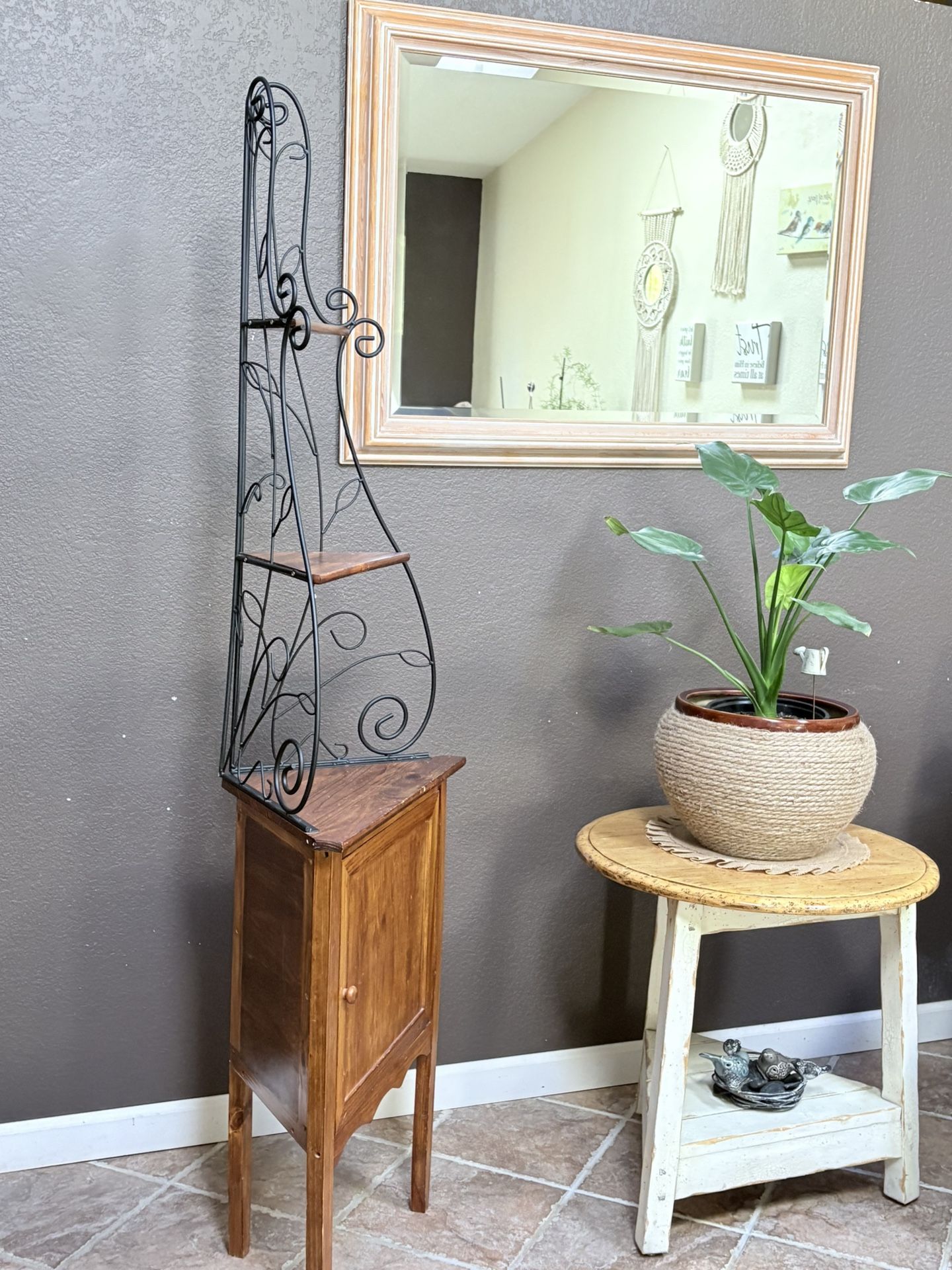 Metal and Wood Corner Shelf