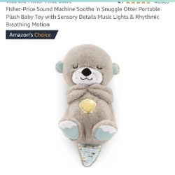 Fisher-Price Sound Machine Soothe 'n Snuggıle Otter Portable Plush Baby Toy with Sensory Details Music Lights & Rhythmic Breathing Motion