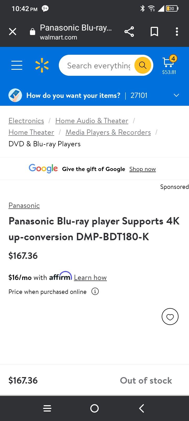 Panasonic Blu-ray Players Supports 4K Up Conversion DMP-BDT180-k
