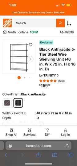 Trinity Black Anthracite 5- Tier Steel Wire
