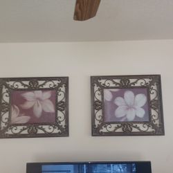Very Large Framed Artwork White Flowers