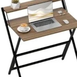 Small Folding Desk With The Shelf 32" Wide And Matte Black Metal Base From Target 