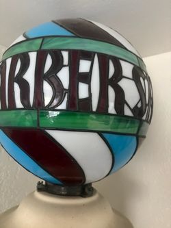 Barbershop Stained Glass Globe Sign