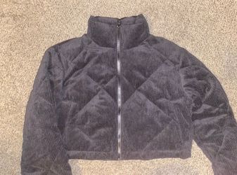 Corduroy crop bomber jacket