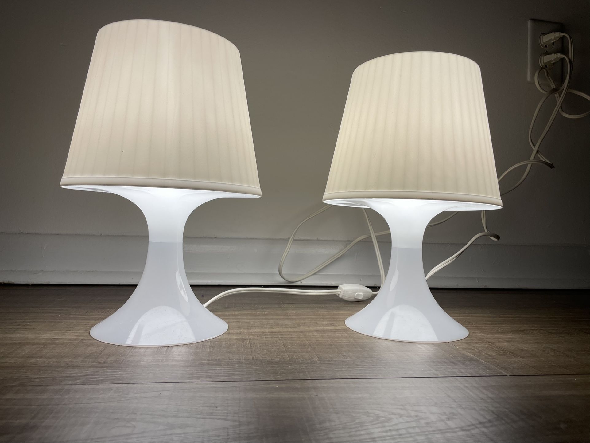 2 IKEA WHITE TABLE LAMP WITH LED BULB