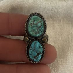 Old Pawn  Native  American  Turquoise  Silver Rings